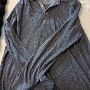 HFaherty Blue with Purple Stripes Long Sleeve Shirt XL